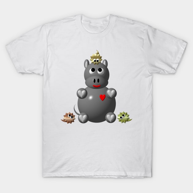 Cute Hippo with Hamsters T-Shirt by CuteCrittersWithHeart